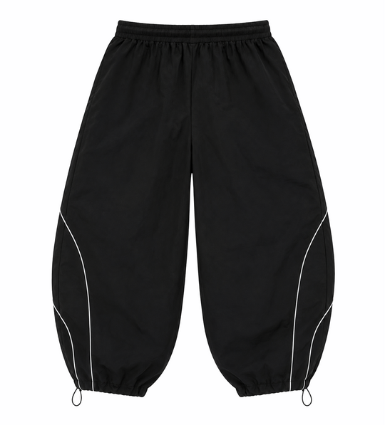 Black Piping Baggy Pants