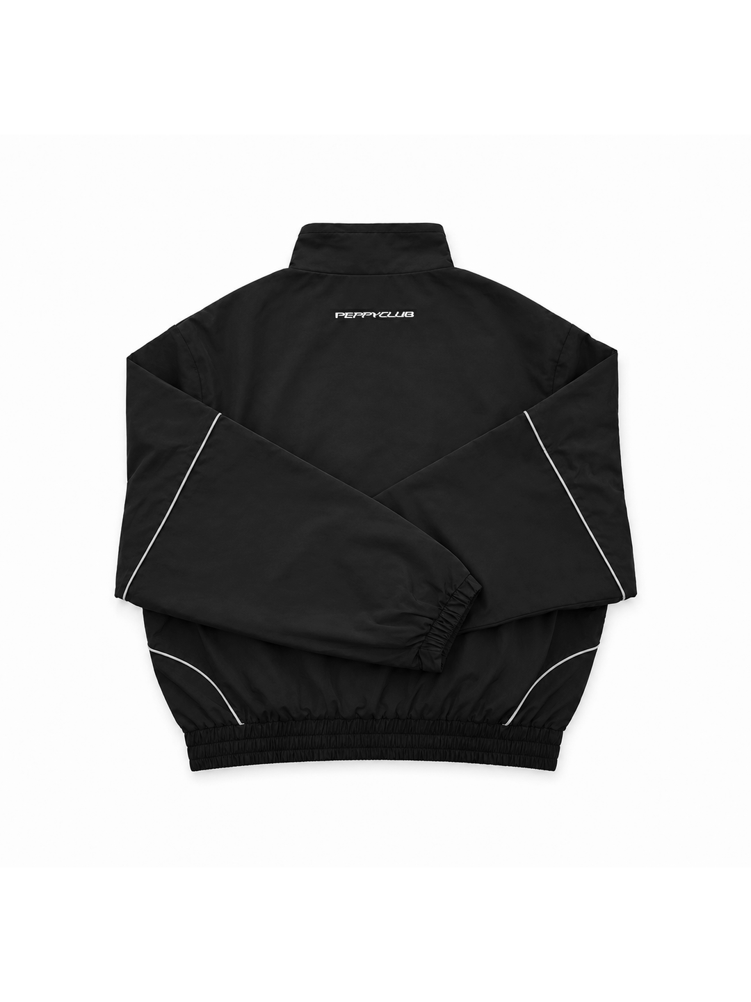 Black Piping Boxy Zip Up Jacket