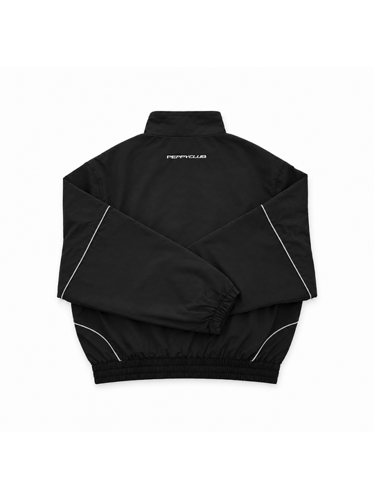 Black Piping Boxy Zip Up Jacket